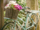 Vintage bicycle with flowers in basket Wall Decal