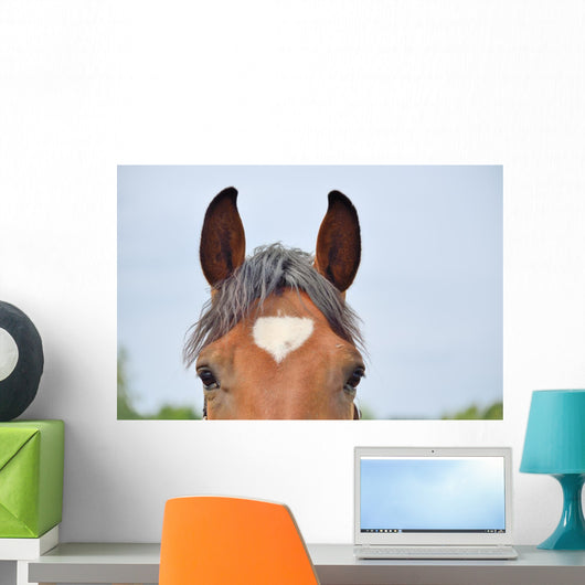 Pferdestirn mit wei&szlig;em Herz Wall Decal