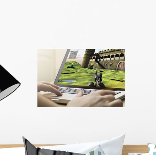 gaming on a laptop Wall Decal