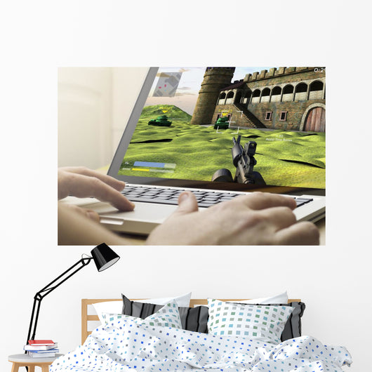 gaming on a laptop Wall Decal
