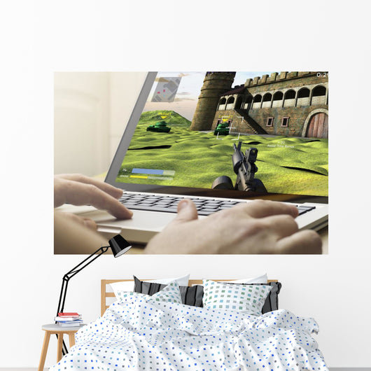 gaming on a laptop Wall Decal