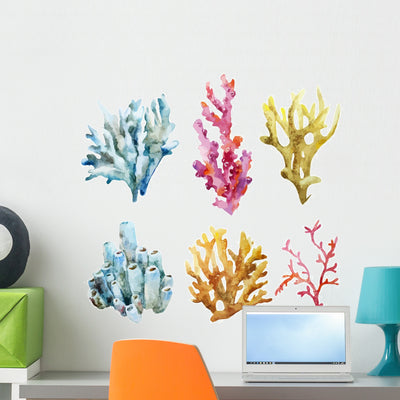 Corals With Shells And Crabs Wall Decal 2 shown on a wall