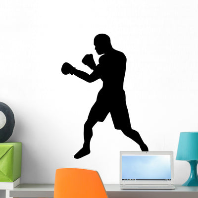 Boxer Silhouette Wall Decal shown on a wall