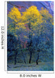 Three Thin Autumnal Trees In Front Of Rock Cliff Wall Mural