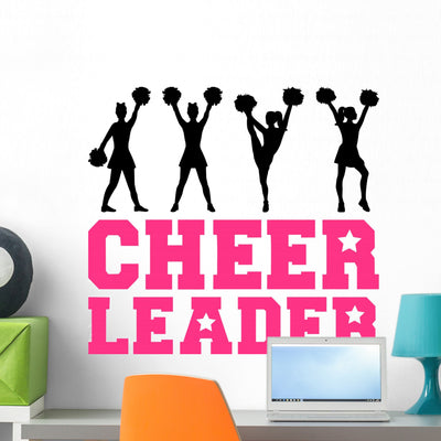 Cheerleader Silhouettes Wall Decal shown on a wall