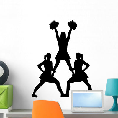 Cheerleading Wall Decal shown on a wall