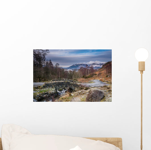 Ashness Bridge and Skiddaw in winter Wall Decal