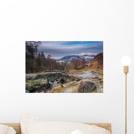 Ashness Bridge and Skiddaw in winter Wall Decal
