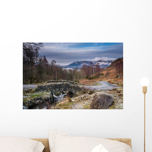 Ashness Bridge and Skiddaw in winter Wall Decal