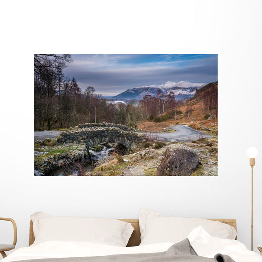 Ashness Bridge and Skiddaw in winter Wall Decal