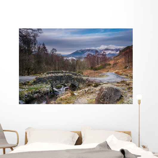 Ashness Bridge and Skiddaw in winter Wall Decal