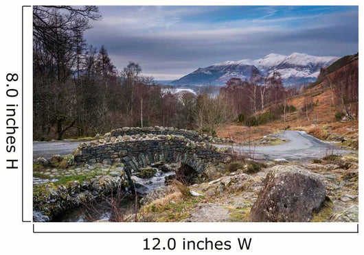 Ashness Bridge and Skiddaw in winter Wall Decal
