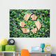 Eco concept :Wood texture Recycle icon on green leaves wall Wall Decal