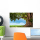pring meadow with big tree with fresh green leaves Wall Decal
