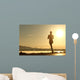 Runner woman silhouette running at sunset Wall Decal