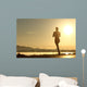 Runner woman silhouette running at sunset Wall Decal