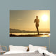 Runner woman silhouette running at sunset Wall Decal