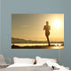 Runner woman silhouette running at sunset Wall Decal