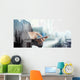 businessman hand press play button sign to start or initiate pro Wall Decal