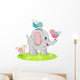 Cute Elephant with Three Wall Decal