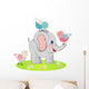 Cute Elephant with Three Wall Decal