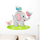 Cute Elephant with Three Wall Decal