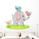 Cute Elephant with Three Wall Decal