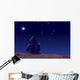 Lonesome girl watching stars and Moon. Wall Decal