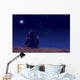 Lonesome girl watching stars and Moon. Wall Decal