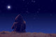 Lonesome girl watching stars and Moon. Wall Decal