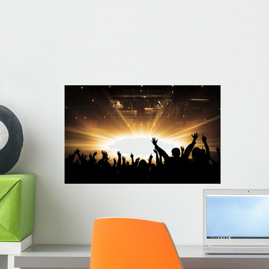 Silhouettes of concert and bright stage lights background Wall Decal