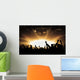 Silhouettes of concert and bright stage lights background Wall Decal