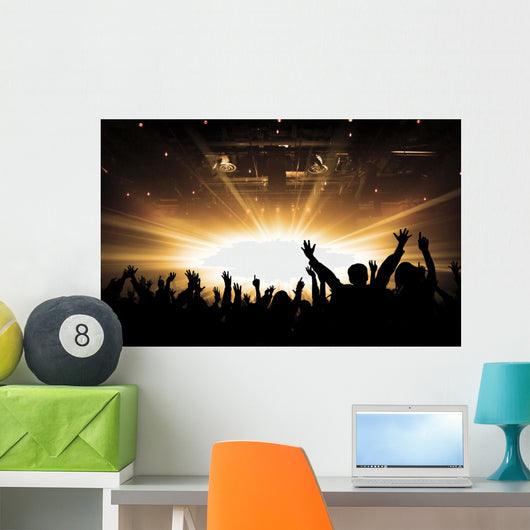 Silhouettes of concert and bright stage lights background Wall Decal