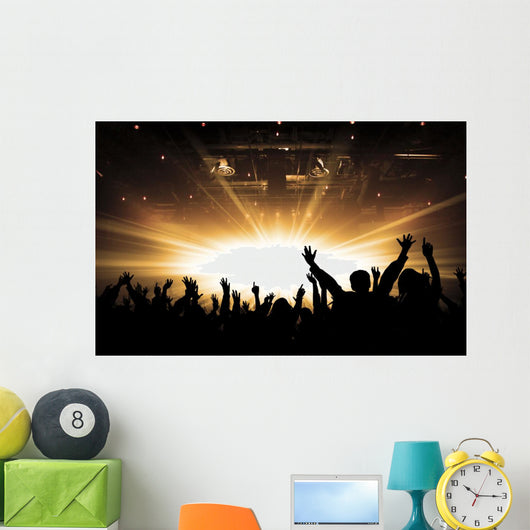 Silhouettes of concert and bright stage lights background Wall Decal