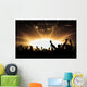Silhouettes of concert and bright stage lights background Wall Decal