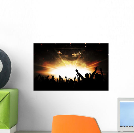 Silhouettes of concert and bright stage lights background Wall Decal