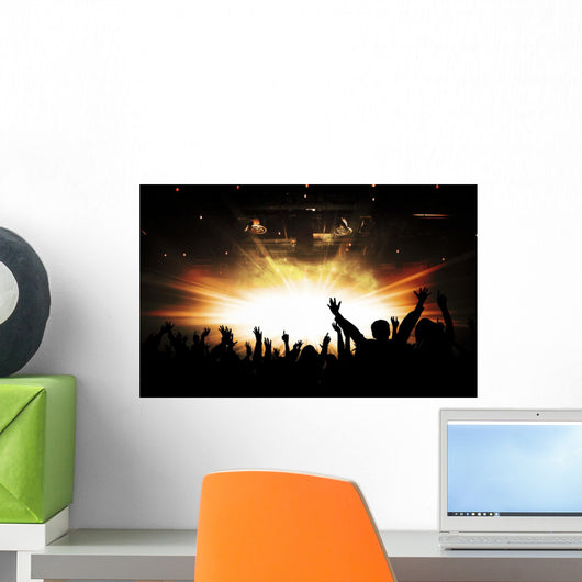 Silhouettes of concert and bright stage lights background Wall Decal