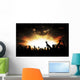 Silhouettes of concert and bright stage lights background Wall Decal
