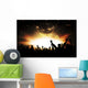 Silhouettes of concert and bright stage lights background Wall Decal