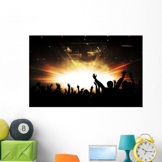 Silhouettes of concert and bright stage lights background Wall Decal