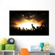Silhouettes of concert and bright stage lights background Wall Decal