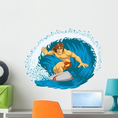 Extreme Surfing Wall Decal shown on a wall