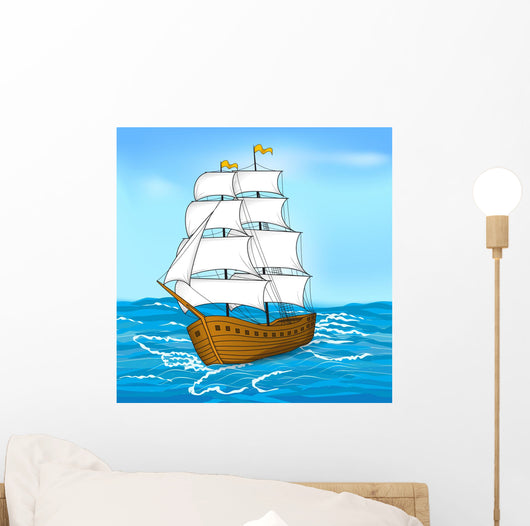 Vintage Sailing Ship At Sea And The Sky Wall Decal