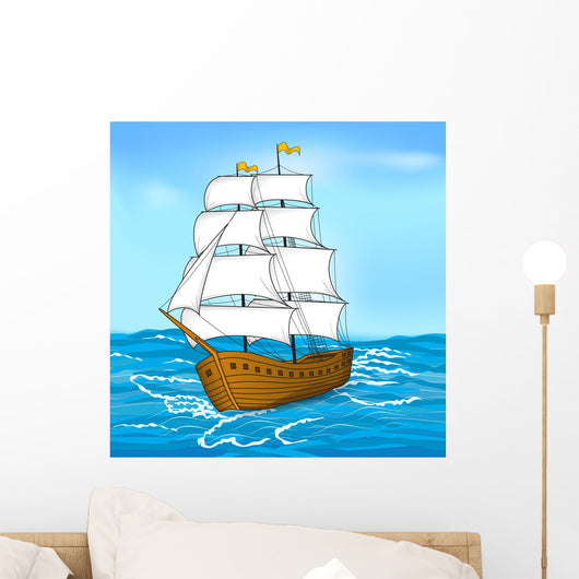 vintage sailing ship at sea and the sky Wall Decal