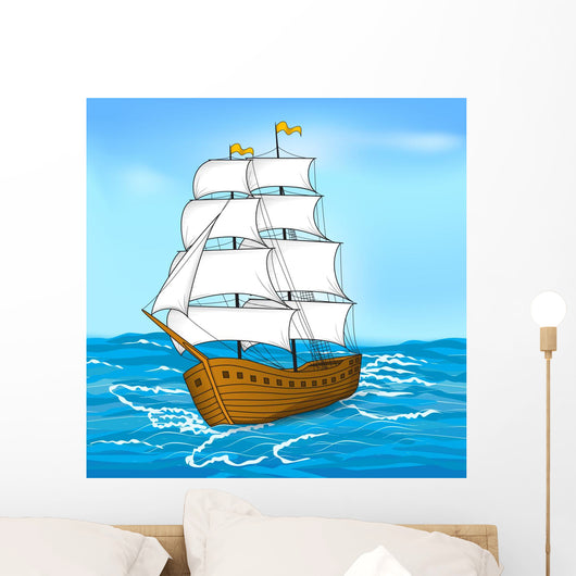 vintage sailing ship at sea and the sky Wall Decal