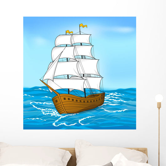 vintage sailing ship at sea and the sky Wall Decal