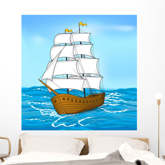 vintage sailing ship at sea and the sky Wall Decal