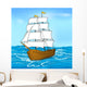 vintage sailing ship at sea and the sky Wall Decal