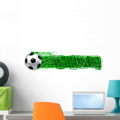 Blank Soccer Field Wall Decal shown on a wall