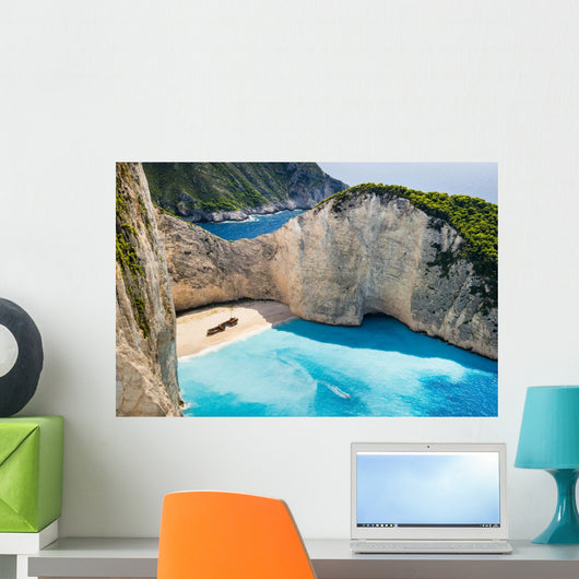 Idyllic view of beautiful Navagio Beach on Zakynthos Island Wall Decal